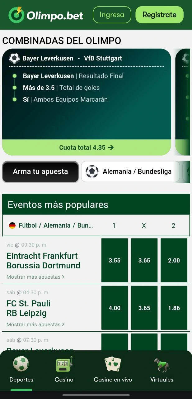 Aplicación olimpo bet apuestas deportivas.