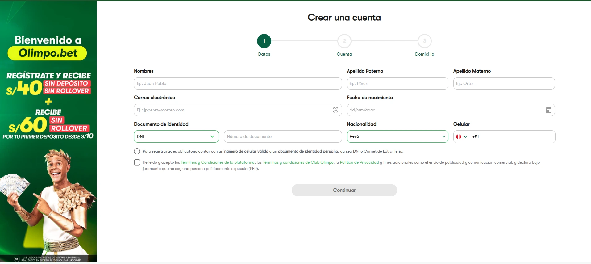 Registro en olimpo bet.